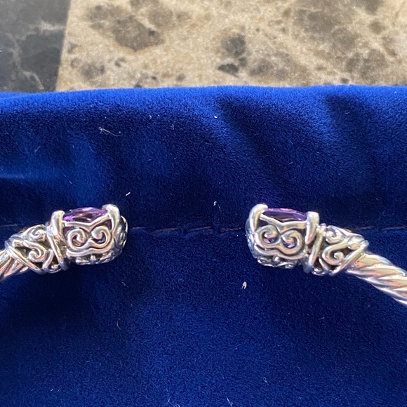 NWT Samuel B. 3mm Sterling Silver 18K Gold Amethyst Glow Bangle Cuff - Picture 4 of 11